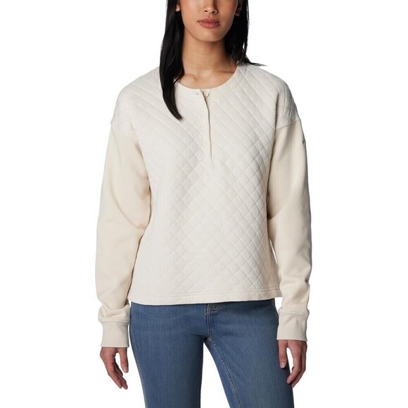 Columbia Women's Hart Mountain Quilted Crewneck Sweatshirt Top Chalk Size Large - Picture 1 of 5